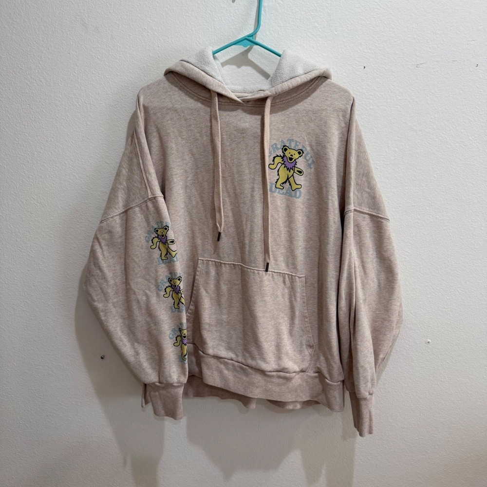 American Eagle Grateful Dead Dancing Bear Hoodie Oatmeal Heather Medium